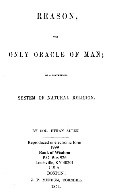 (image for) Reason The Only Oracle Of Man - Click Image to Close